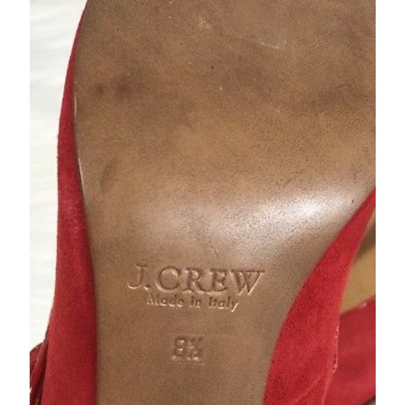 J.Crew Mona Red Strap Suede Mary Jane Heels SZ 8.5 - Picture 3 of 3